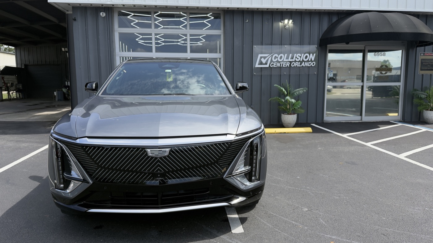 A Cadillac Lyriq detailed with a glossy protective finish at Collision Center Orlando